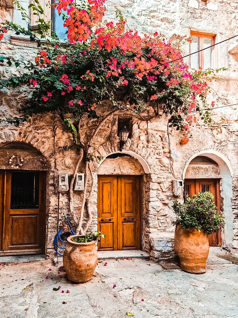 stone building with double doors